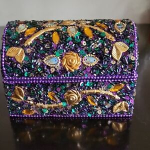 Embellished Purple and Gold Keepsake Box
